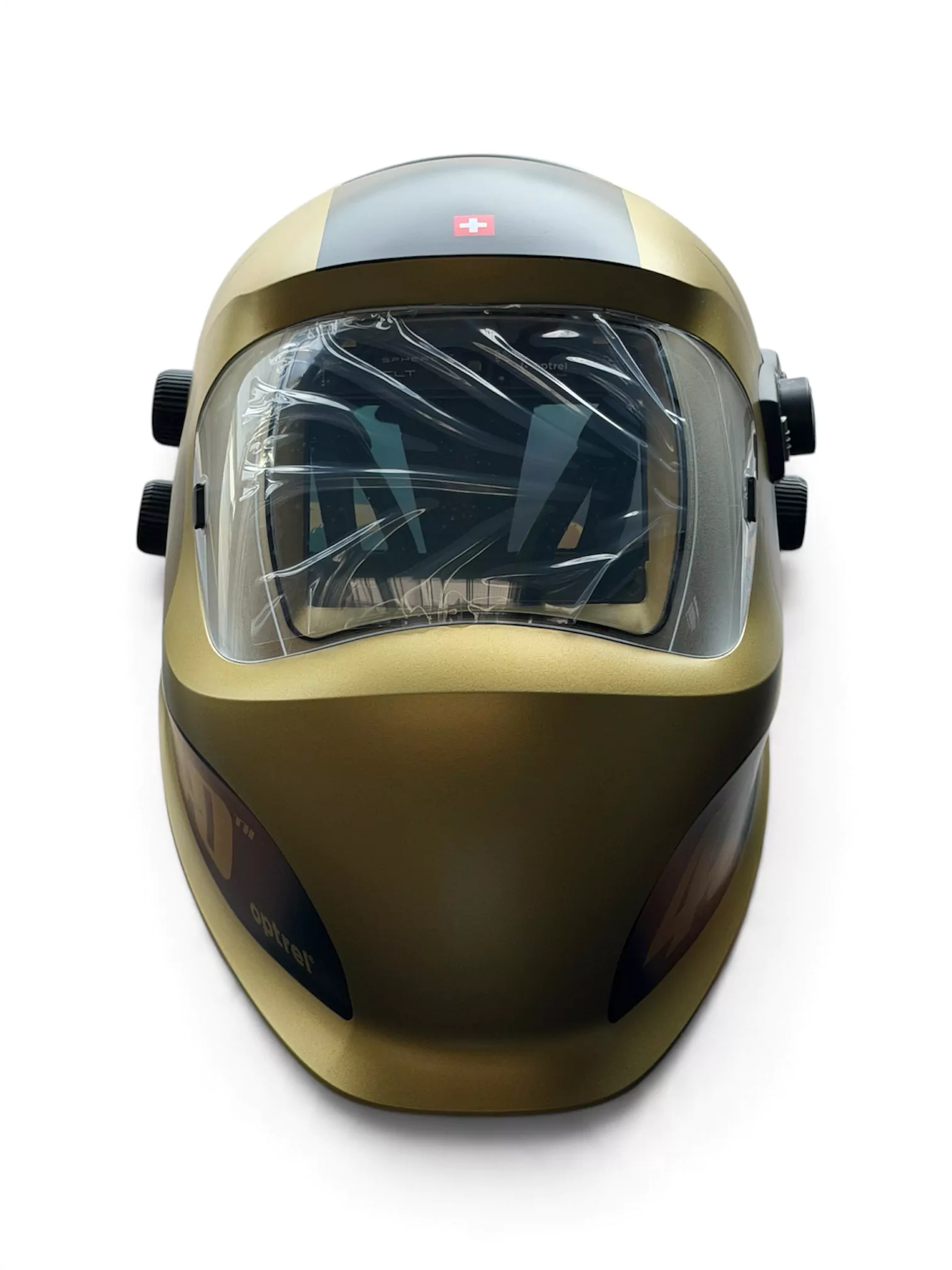 Optrel Sphere X CLT Limited Edition Gold Schweißhelm von vorne.