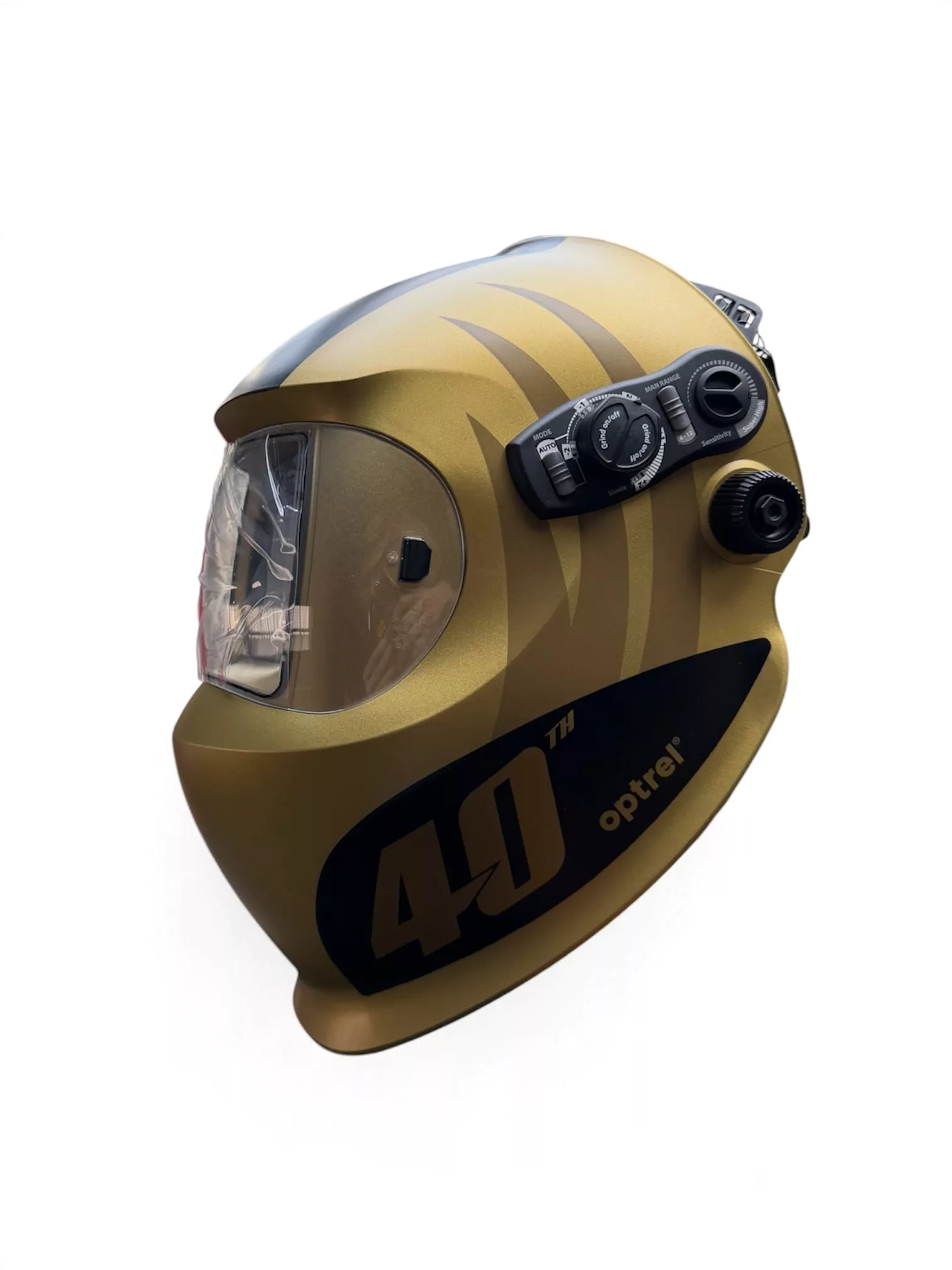Optrel Sphere X CLT Limited Edition Gold Schweißhelm Seitenansicht.